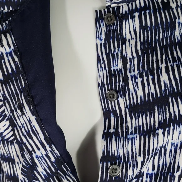 Banana Republic Blue/ White Dress w Pleats, Sz 0 - Picture 6 of 8